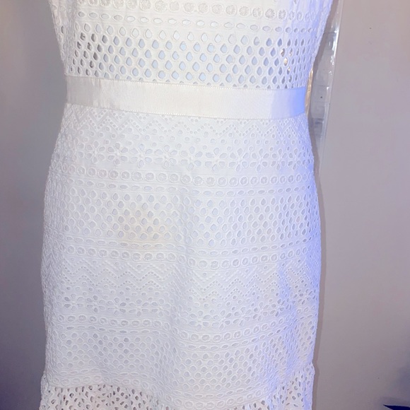 Self-Portrait White  Bea Guipure  Embroidery Lace Midi Dress - Picture 5 of 11